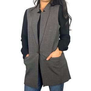 Trouve Gray Long Vest with Pockets